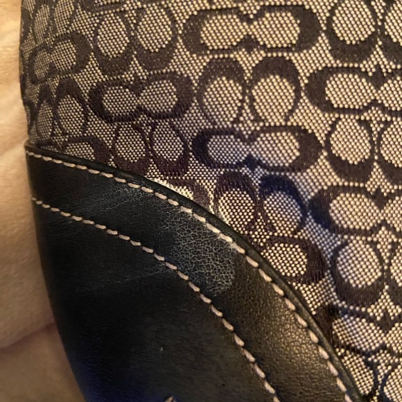 COACH Signature Black Canvas Leather Trim Duffle Bag 6376 - Picture 5 of 11